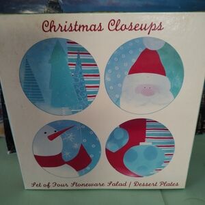 Oneida Christmas Closeups Holiday Plates - Red, Blue, White
